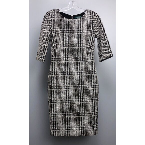 BNWOT Ralph Lauren Classy Black & White Knee Length Shift Dress - Picture 8 of 10